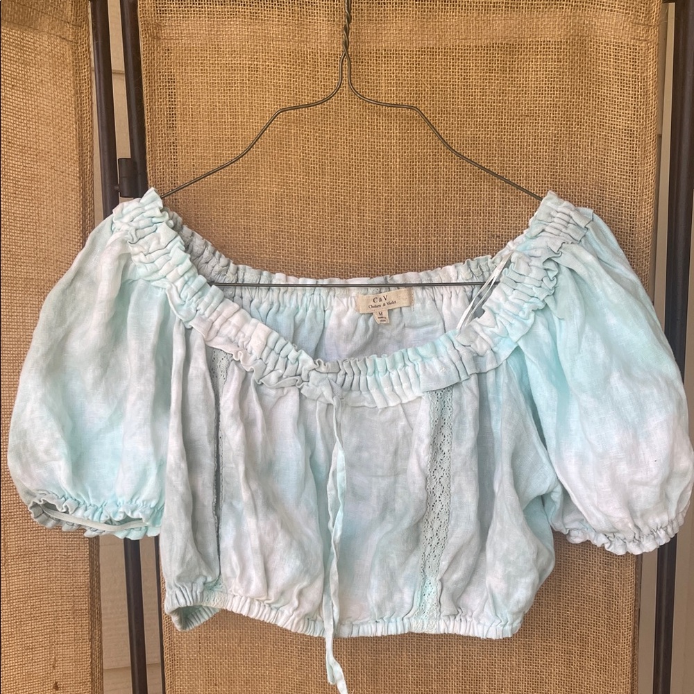 Ya Los Angeles Sky Blue Off-Shoulder Blouse‎